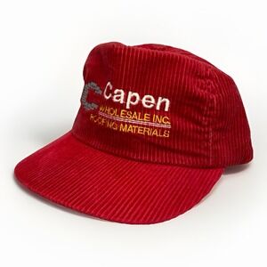 Vintage 80s Cap America Red Corduroy Snapback Hat High Profile Retro USA Made